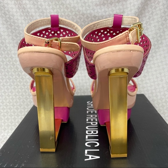 Shoe republic LA GAL pink gold platform heels - Picture 5 of 15